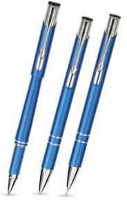 długopis, ołówek i roller w etui  - niebieski